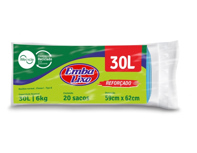 Saco De Lixo Embalixo Wecycle Reforçado Azul 30 Litros 20 Sacos 290g