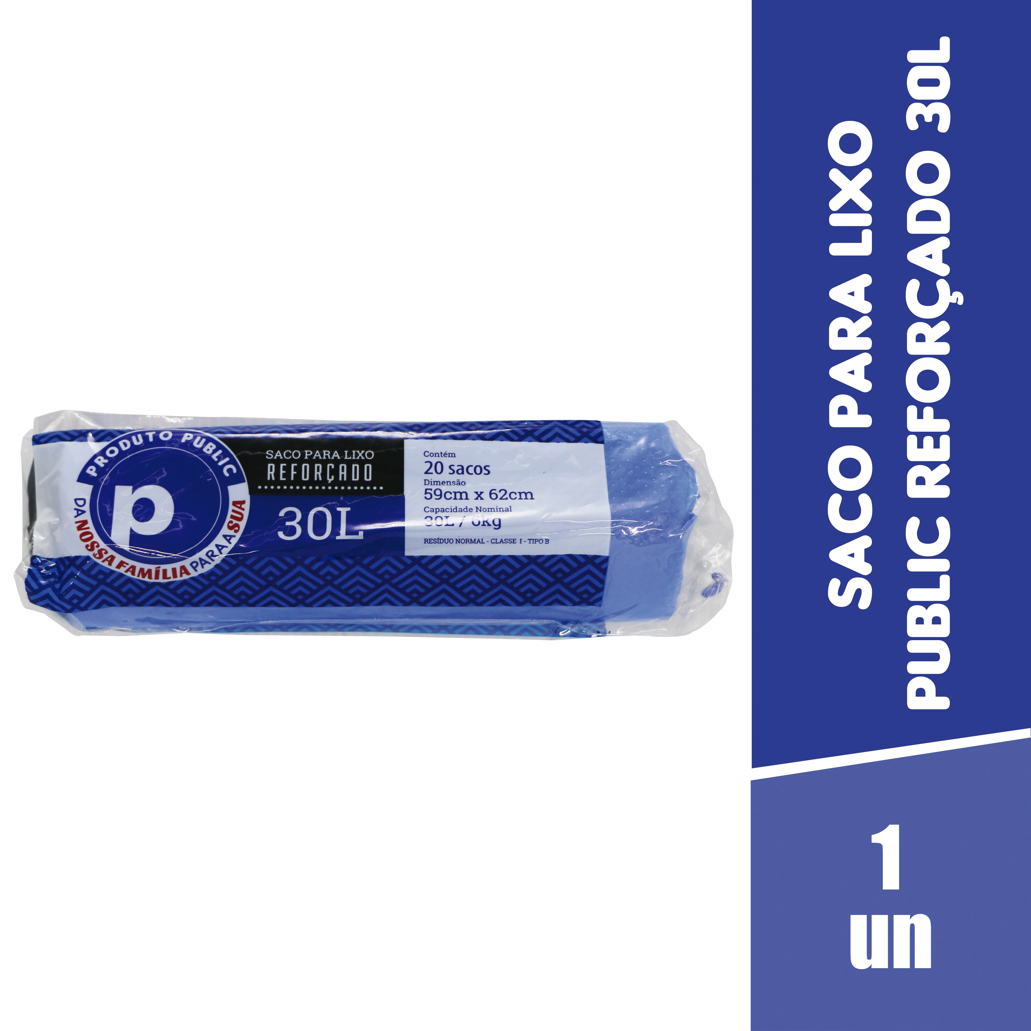 Saco Lixo Public Reforcado Azul 30l C/20