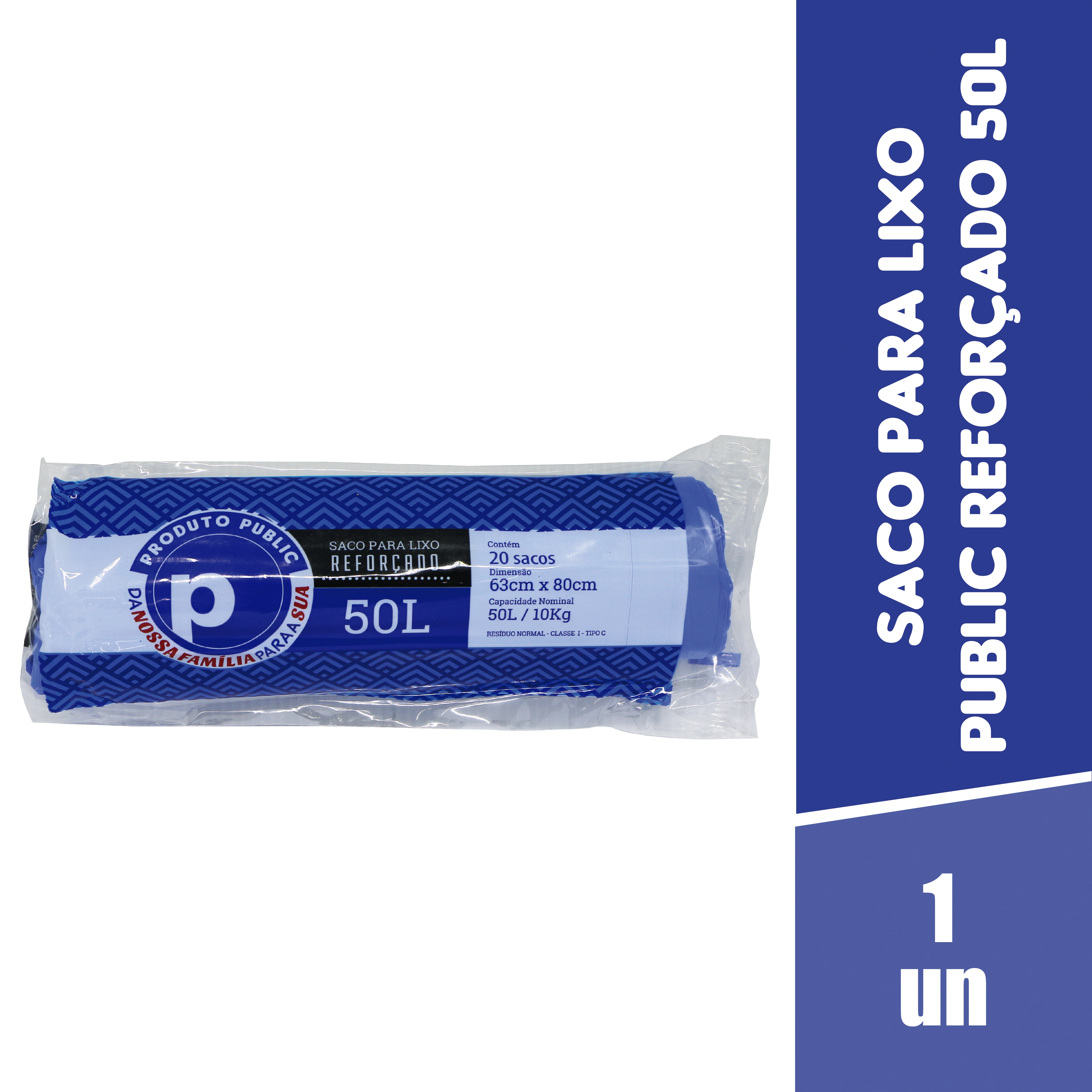 Saco Lixo Public Reforcado Azul 50l C/20