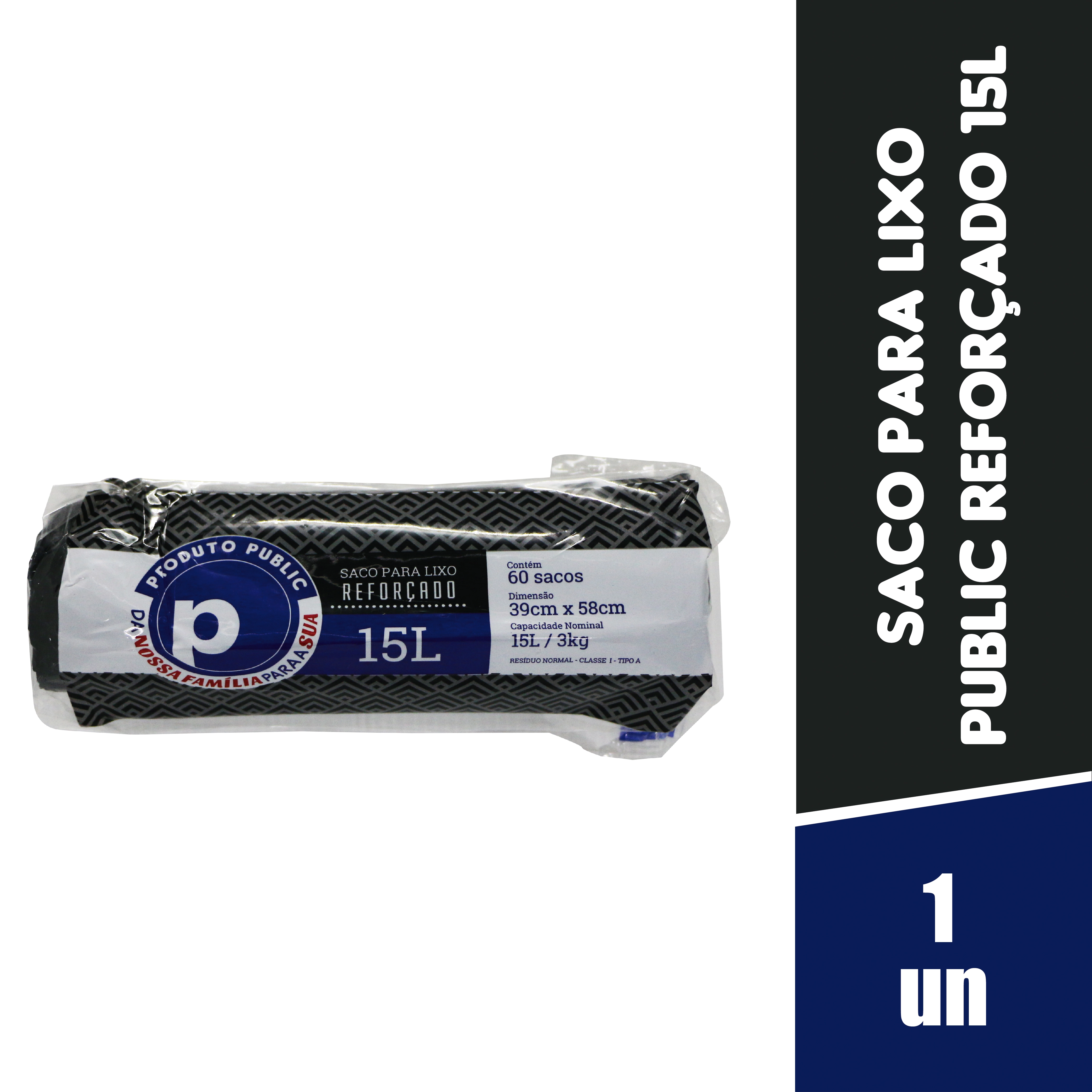 Saco Lixo Public Reforcado Preto 15l C/60