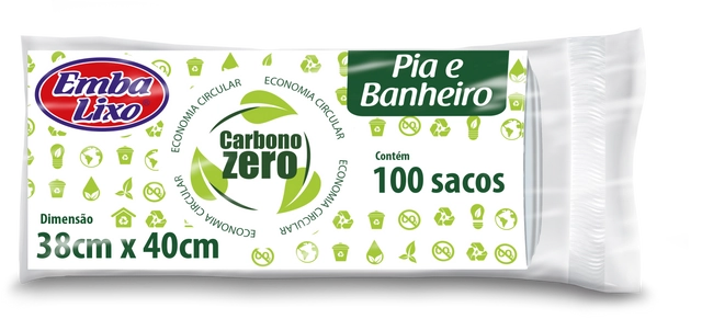 Saco De Lixo Embalixo Carbono Zero Pia E Banheiro 100 Sacos