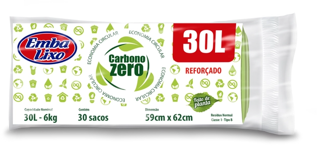 Saco De Lixo Embalixo Carbono Zero Reforçado 30 Litros