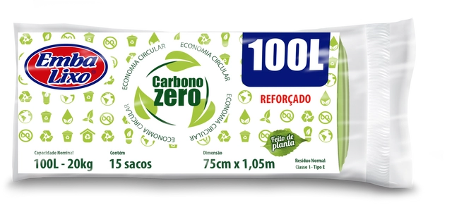 Saco De Lixo Embalixo Carbono Zero Reforçado 100 Litros
