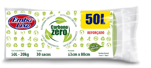 Saco De Lixo Embalixo Carbono Zero Reforçado 50 Litros