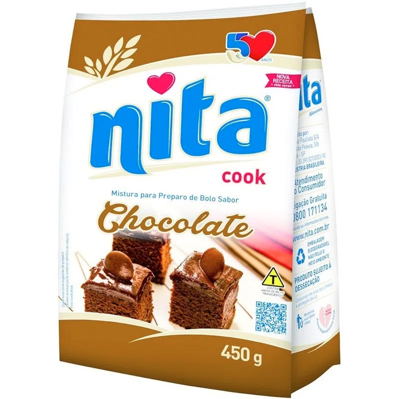 Mistura Para Bolo Chocolate Nita Cook Pacote 450g