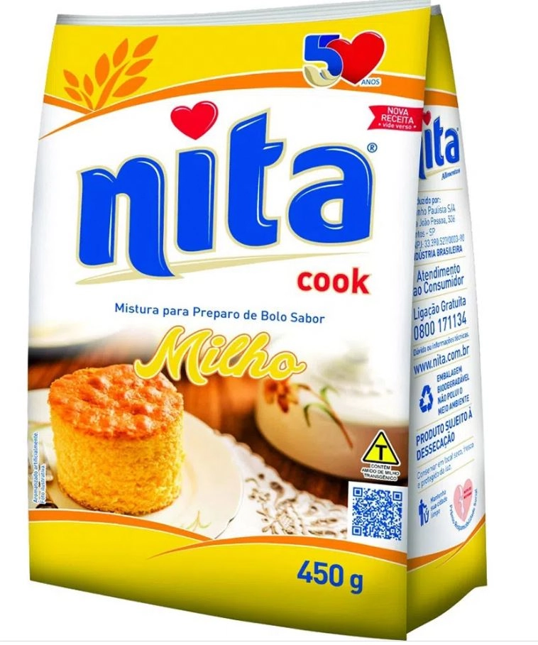 Mistura Para Bolo Milho Nita Cook Pacote 450g