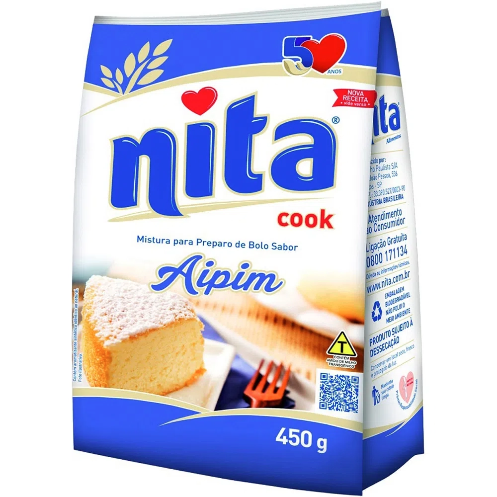 Mistura Para Bolo Aipim Nita Cook Pacote 450g