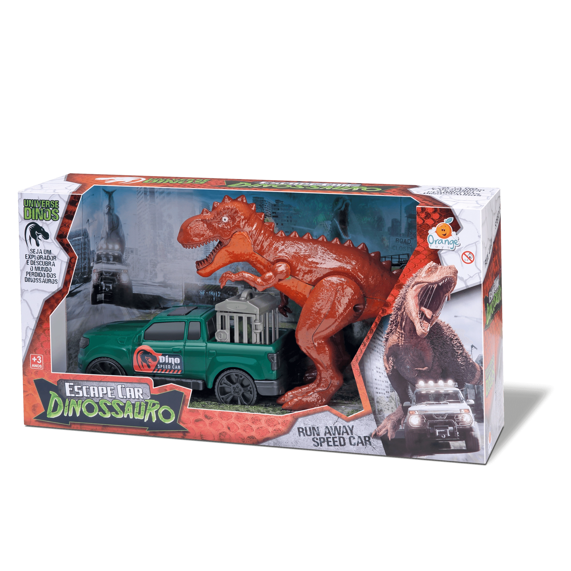 Brinq Escape Car Dinossauro Orange Toys 4