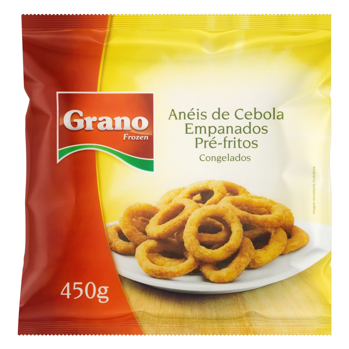 Anéis De Cebola Empanados Pré Fritos Congelados Grano Frozen Pacote 450g