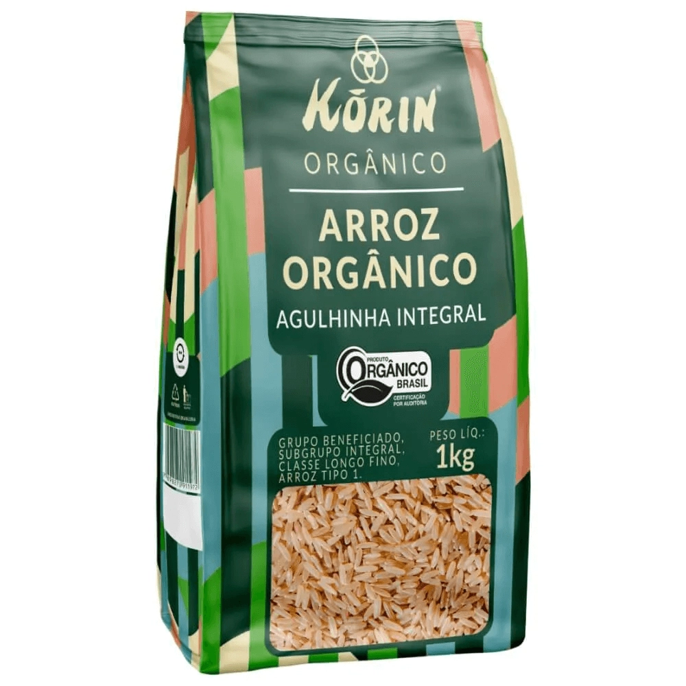 Arroz Agulhinha Tipo 1 Integral Orgânico Korin Pacote 1kg