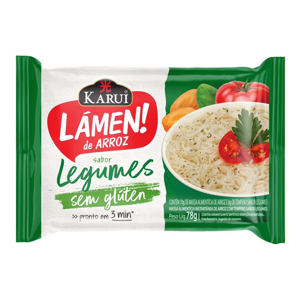 Macarrão Instantâneo De Arroz Lámen Legumes Karui Pacote 78g