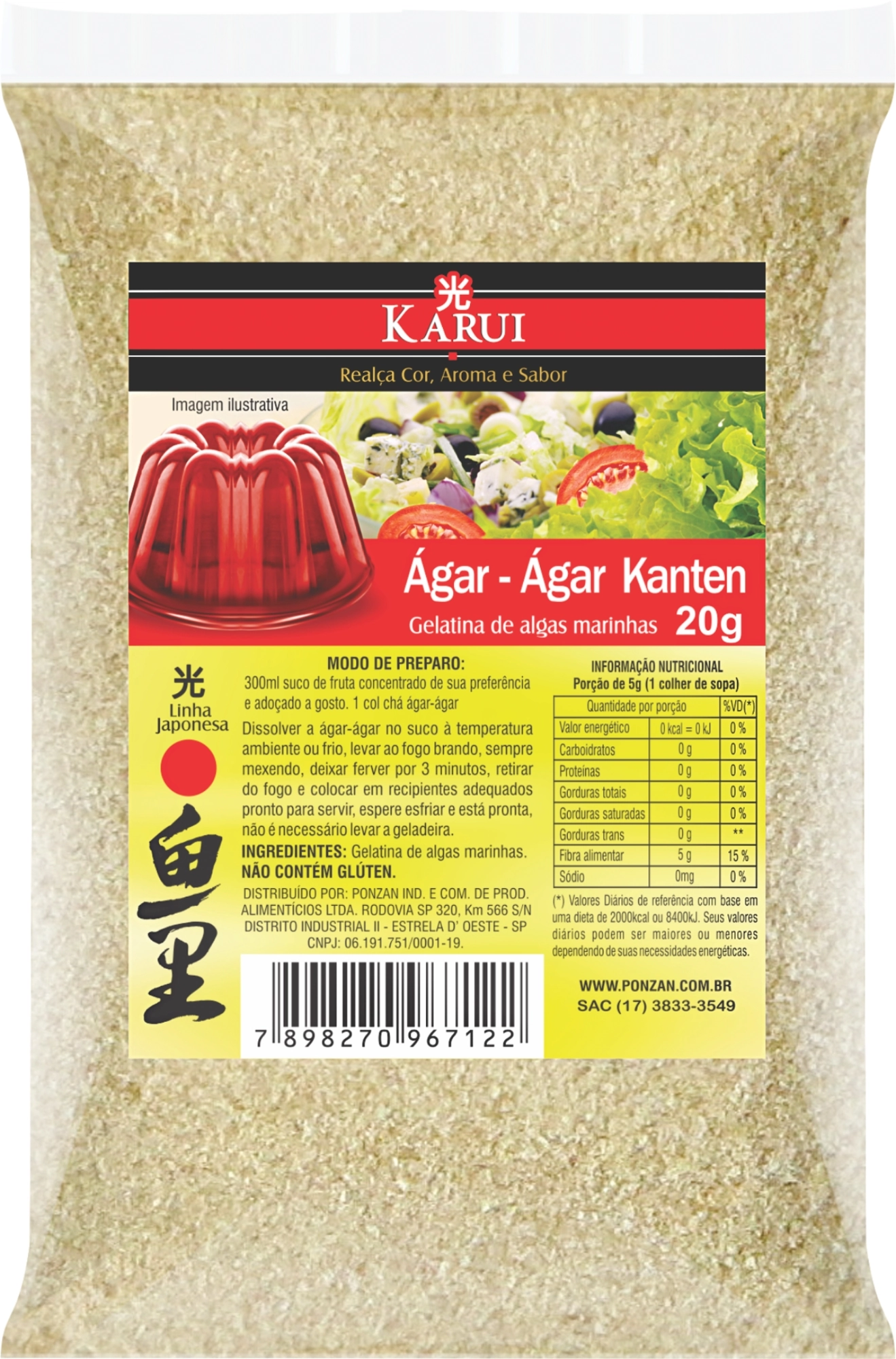 Gelatina Agar Agar Karui Kanten 20g