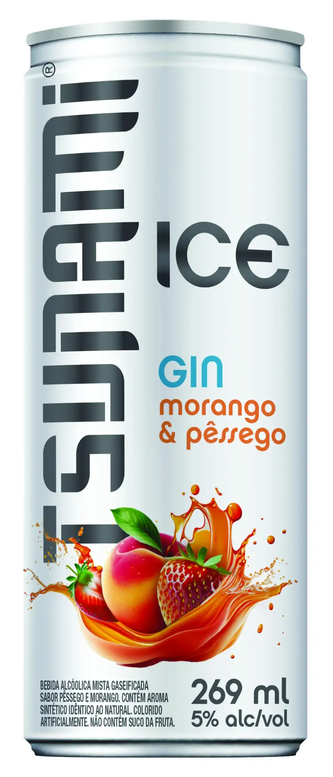 Beb Alcoolica Mista Tsunami Ice Lata 269ml Pessego/morango
