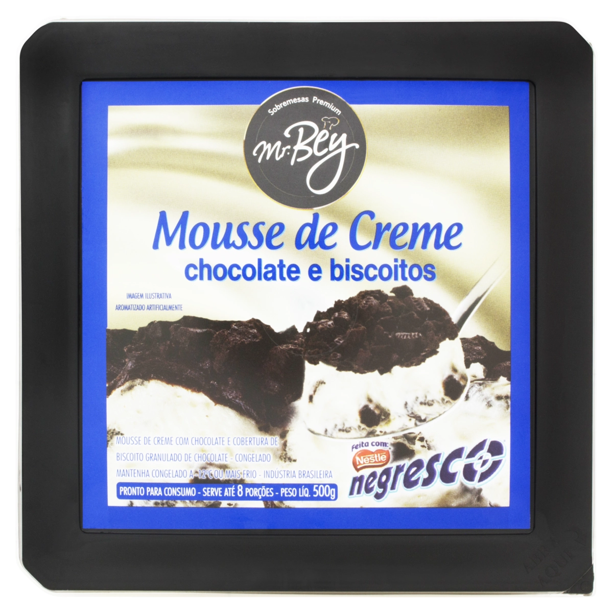 Mousse Congelado Creme Chocolate E Biscoito Negresco Mr. Bey Pote 500g