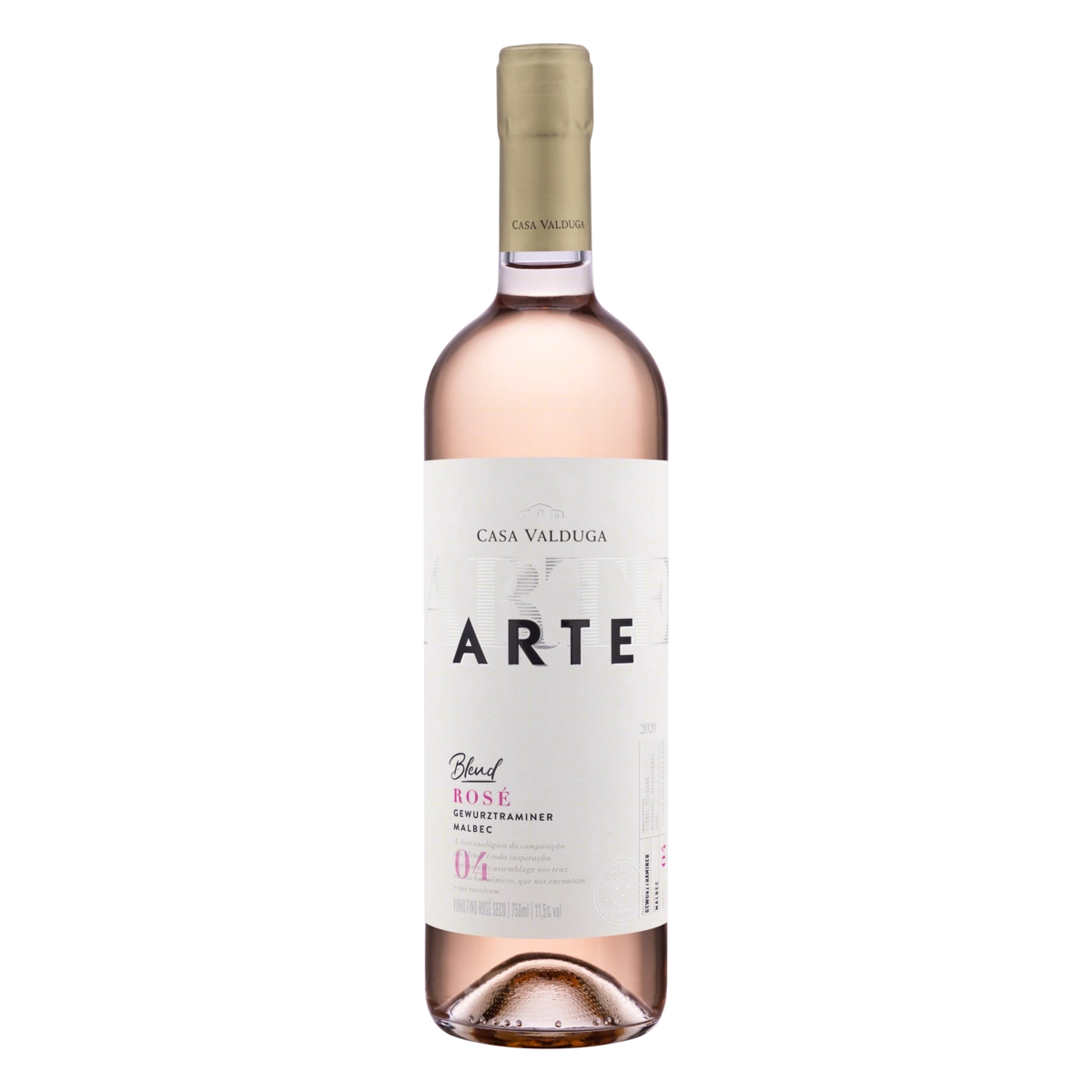 Vinho Brasileiro Rosé Seco Blend Casa Valduga Arte Gewürztraminer Malbec Serra Gaúcha Garrafa 750ml