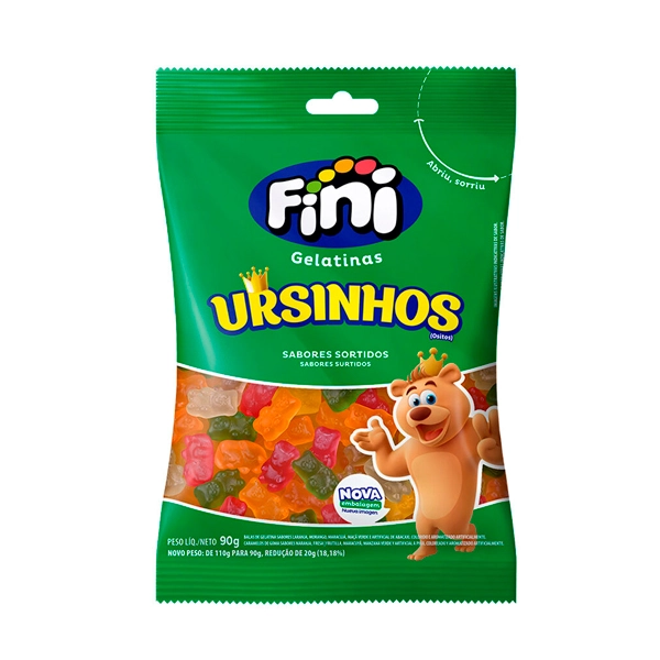 Bala De Gelatina Sortida Ursinhos Fini Pacote 90g