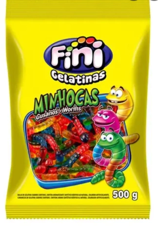 Bala De Gelatina Fini Minhocas Cítricas