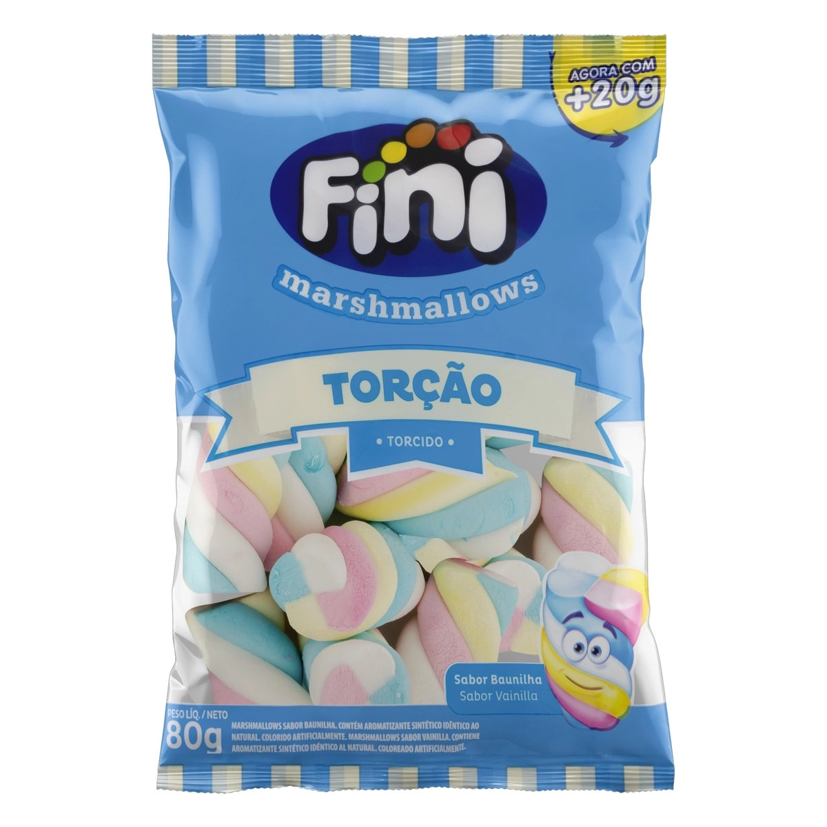 Marshmallow Baunilha Torção Fini Pacote 80g