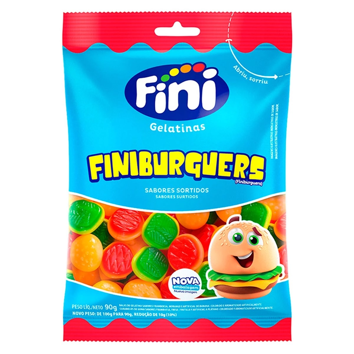 Bala De Gelatina Sortida Finiburguers Fini Pacote 100g