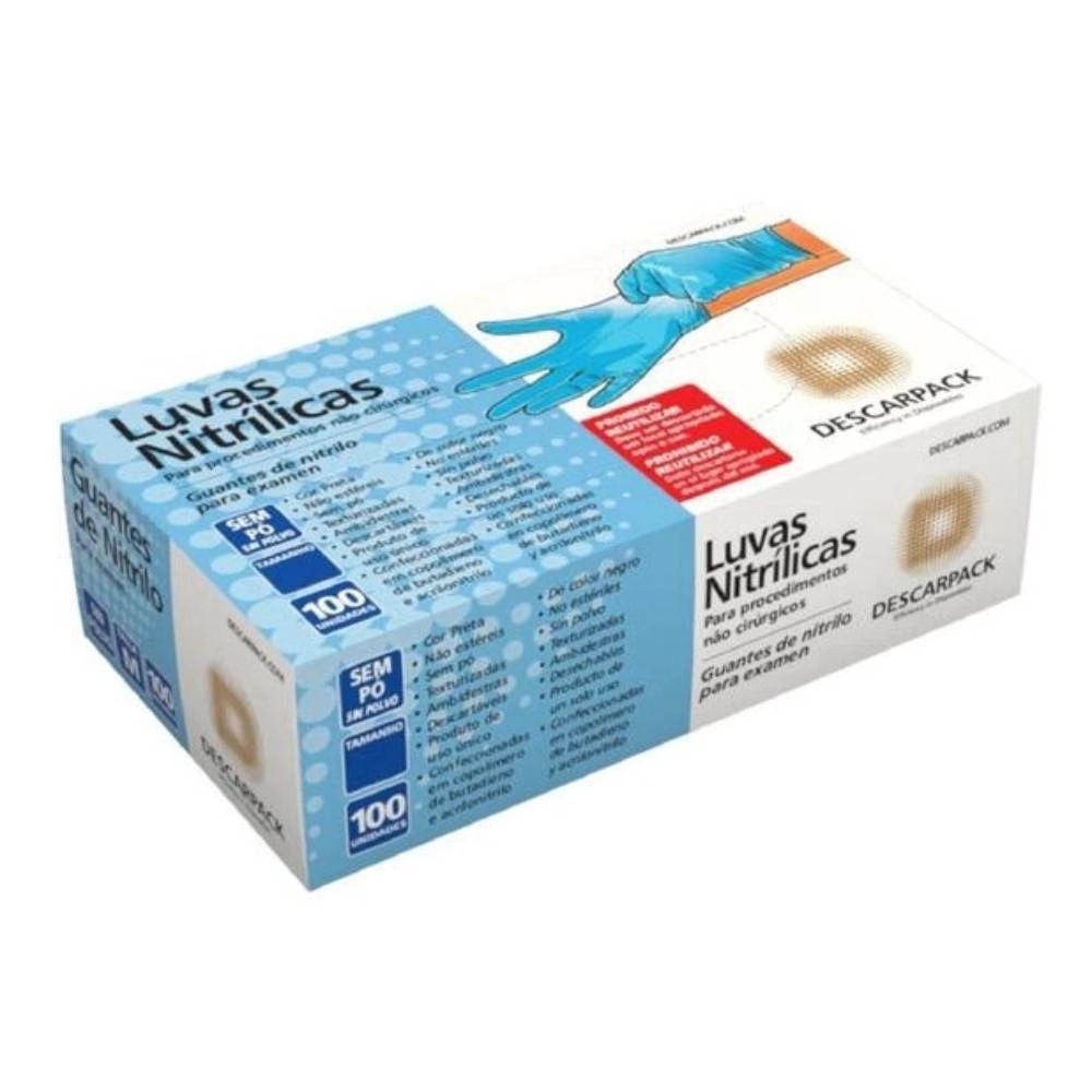 Luva Descarpack Nitrilica Azul Sem Po Pp 100un