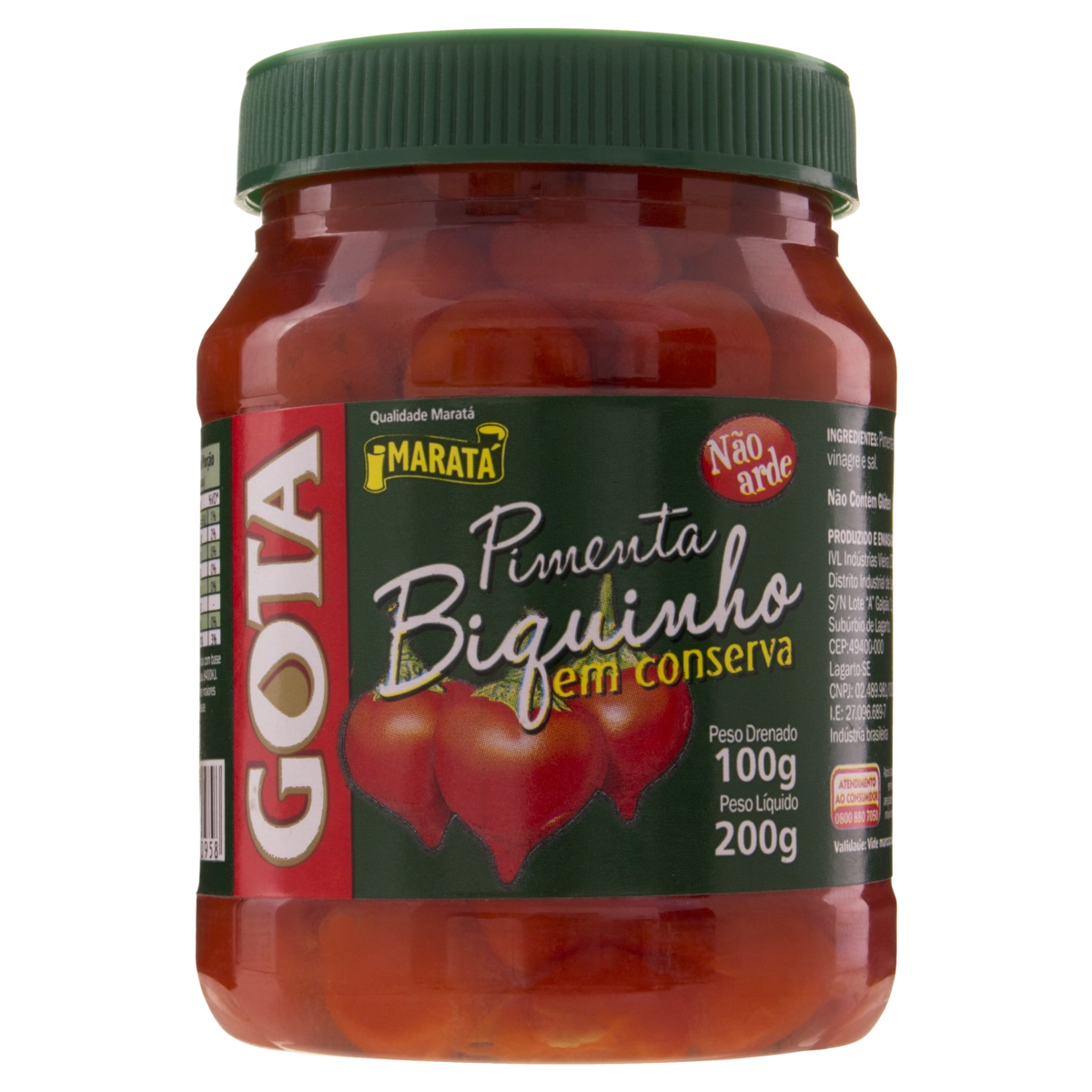 Pimenta Biquinho Em Conserva Gota Maratá Pote 100g