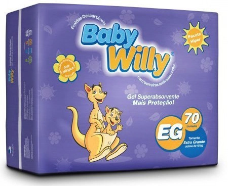 Fralda Baby Willy Hiper Exg 70unidade