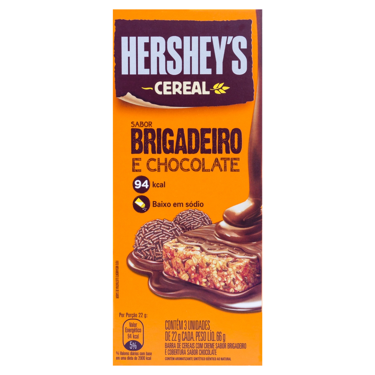 Pack Barra De Cereal Brigadeiro Cobertura Chocolate Hersheys Caixa 66g 3 Unidades