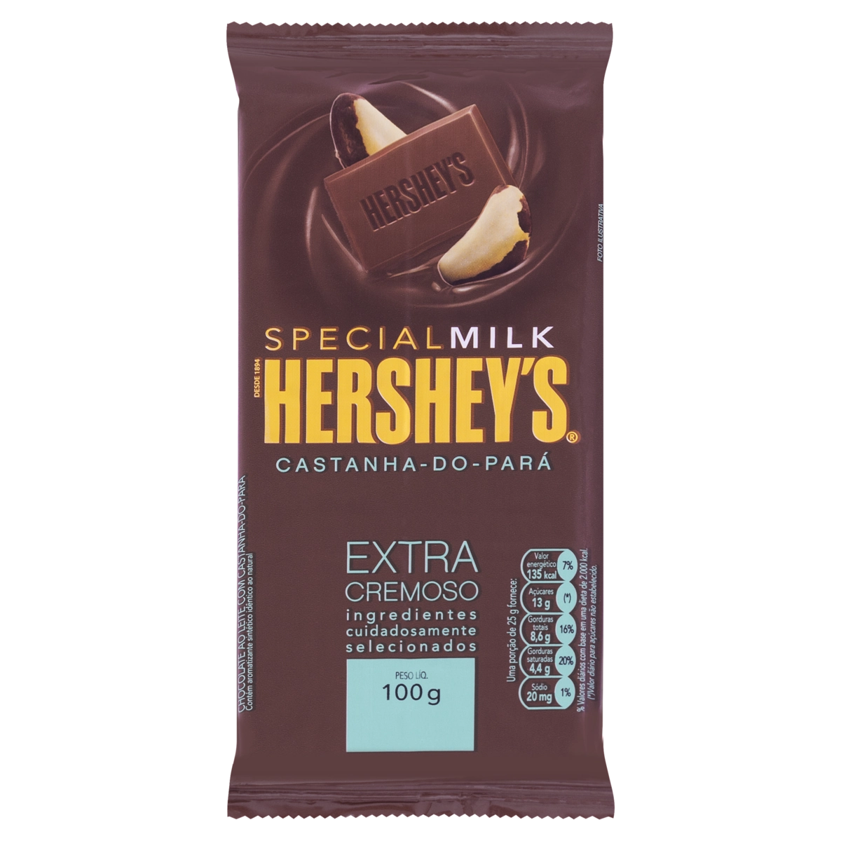 Chocolate Ao Leite Com Castanha Do Pará Hersheys Special Milk Pacote 100g