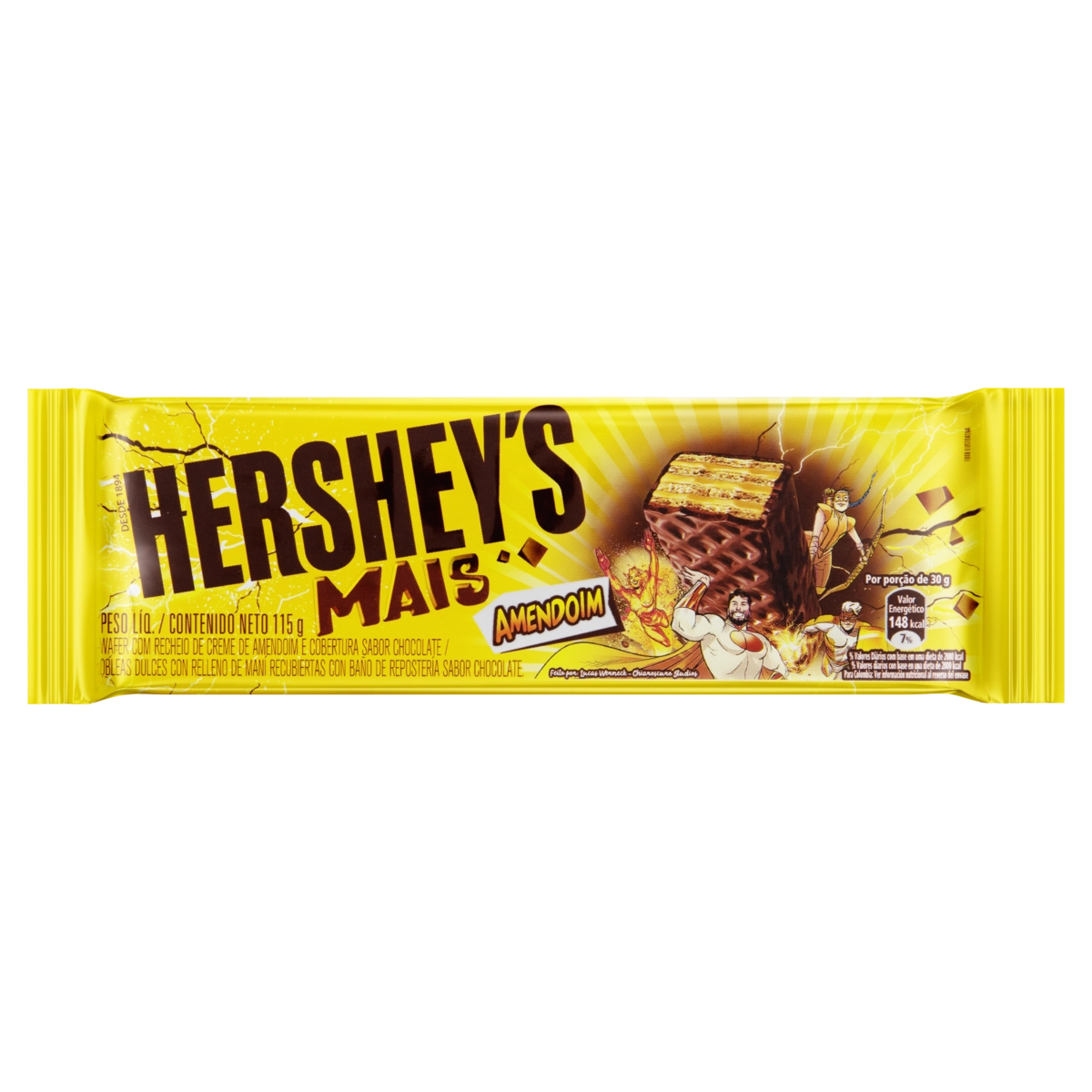 Wafer Recheio Amendoim Cobertura Chocolate Hersheys Mais Pacote 115g