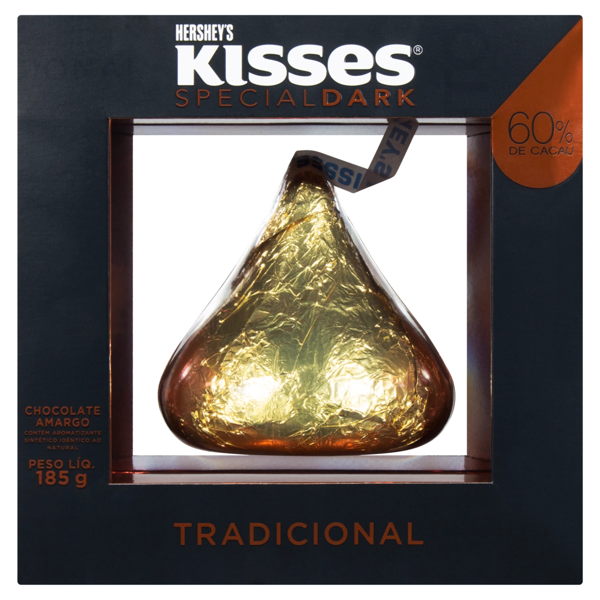 Chocolate Amargo 60 De Cacau Tradicional Hersheys Kisses Special Dark Caixa 185g