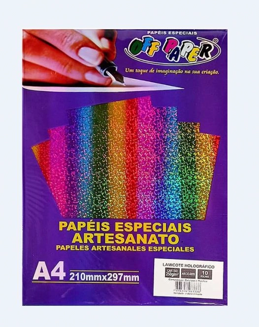 Papel Lamicote Holog Arco Iris A4 250g 210x297mm C/10 Fls