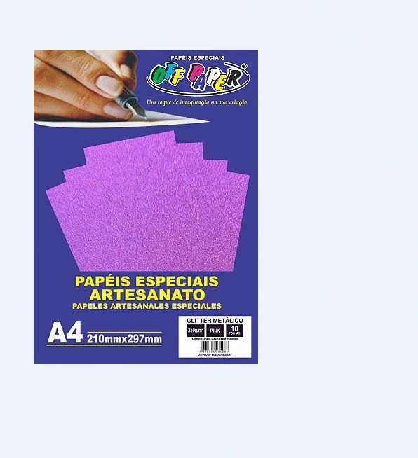 Papel Glitter Metal Pink A4 250g 210x297mm C/10fls
