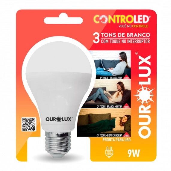 Lampada Inteligente Ourolux Controled Luminosidade 9w 6500k