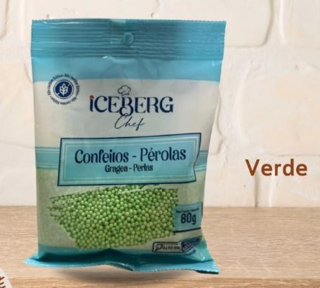 Confeito Perolado Verde 80g Iceberg