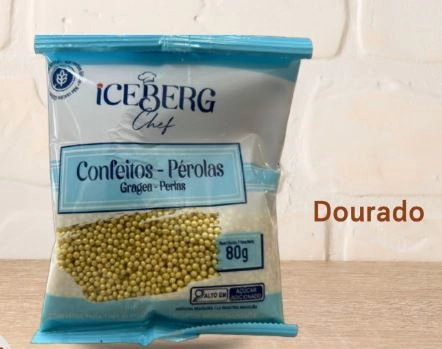 Confeito Perolado Dourado 80g Iceberg