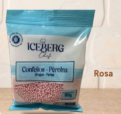 Confeito Perolado Rosa 80g Iceberg