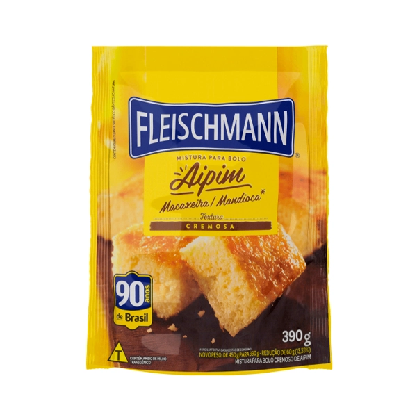 Mistura Para Bolo Cremoso Aipim Fleischmann Clássicos Sachê 390g