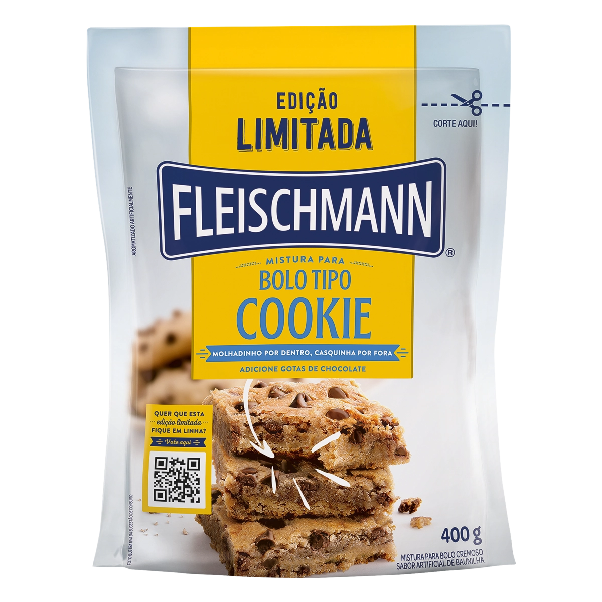 Mistura Para Bolo Cookie Cremoso Baunilha Fleischmann Sachê 400g
