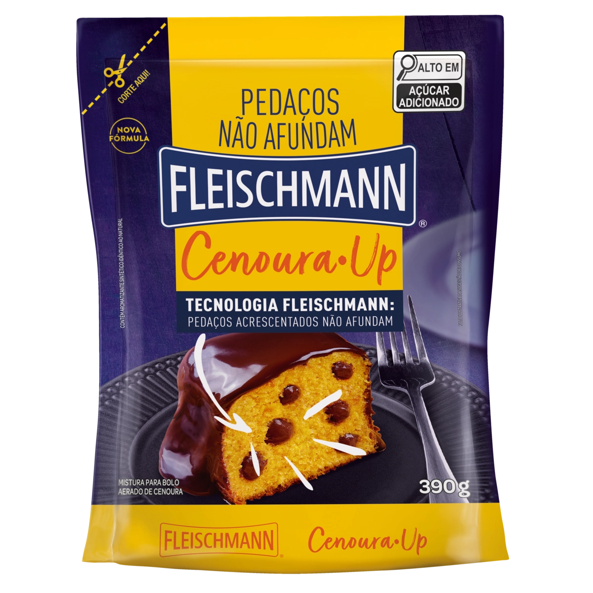 Mistura Para Bolo Aerado Cenoura Up Fleischmann Sachê 390g