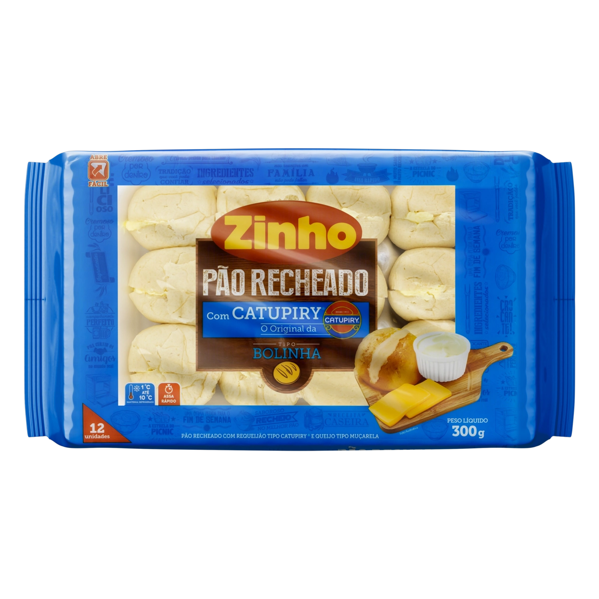Pão Bolinha Recheio Catupiry Zinho Pacote 300g