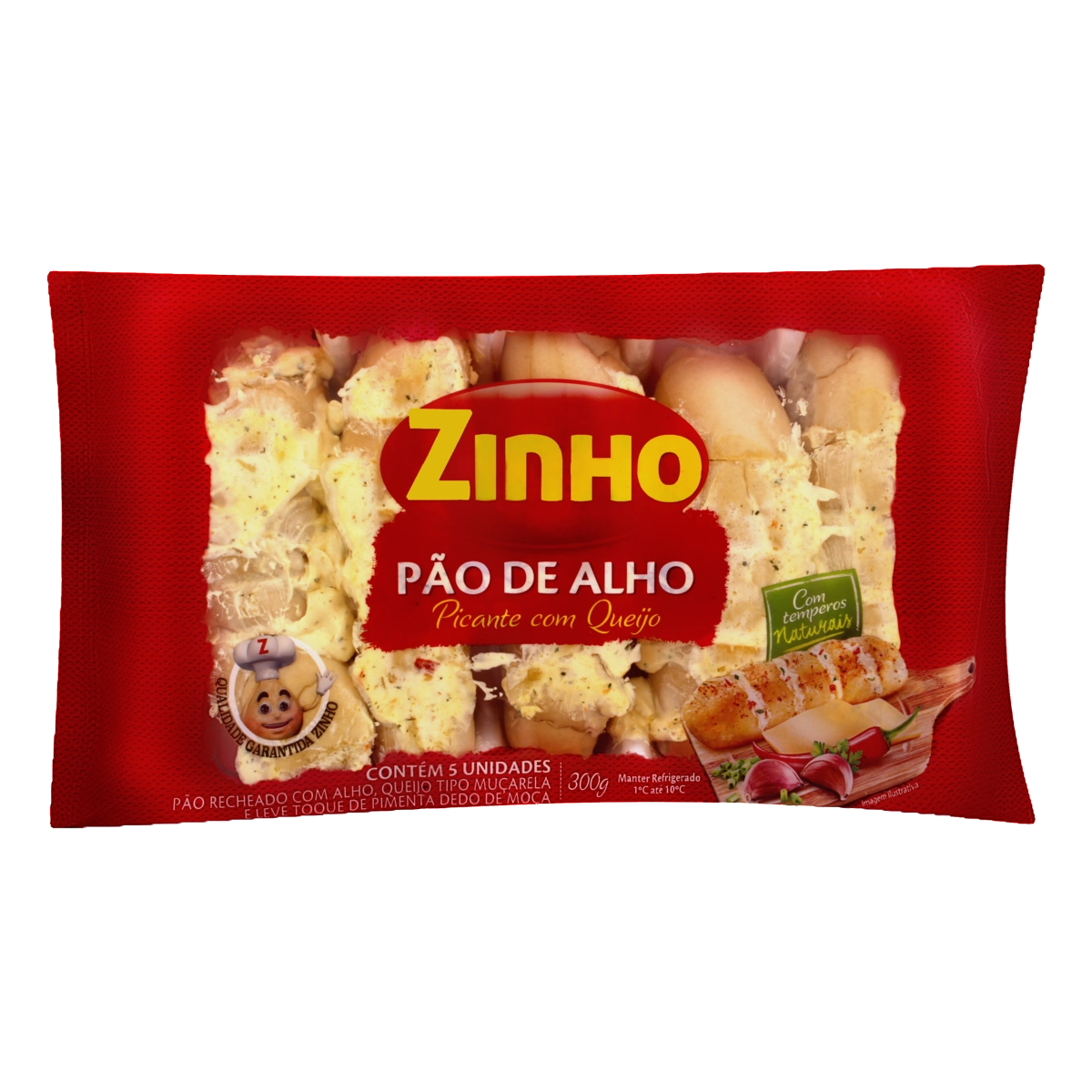 Pão De Alho Baguete Picante Recheio Queijo Zinho Pacote 300g