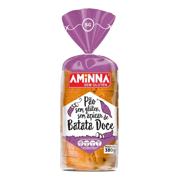 Pao S/ Glutem S/ Acucar De Batata Doce 380g Aminna