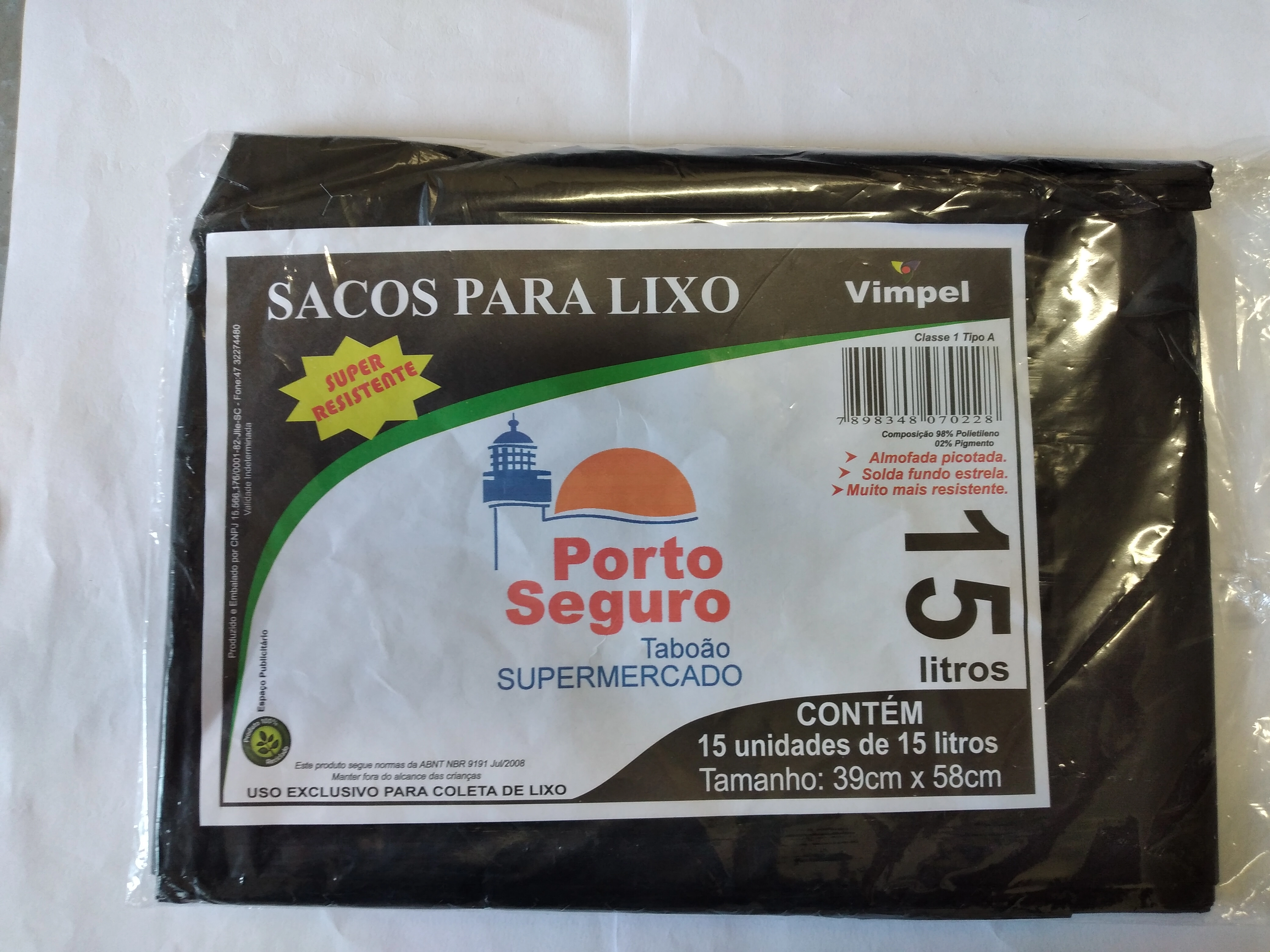 Saco Lixo Vimpel 15l Pt C/15