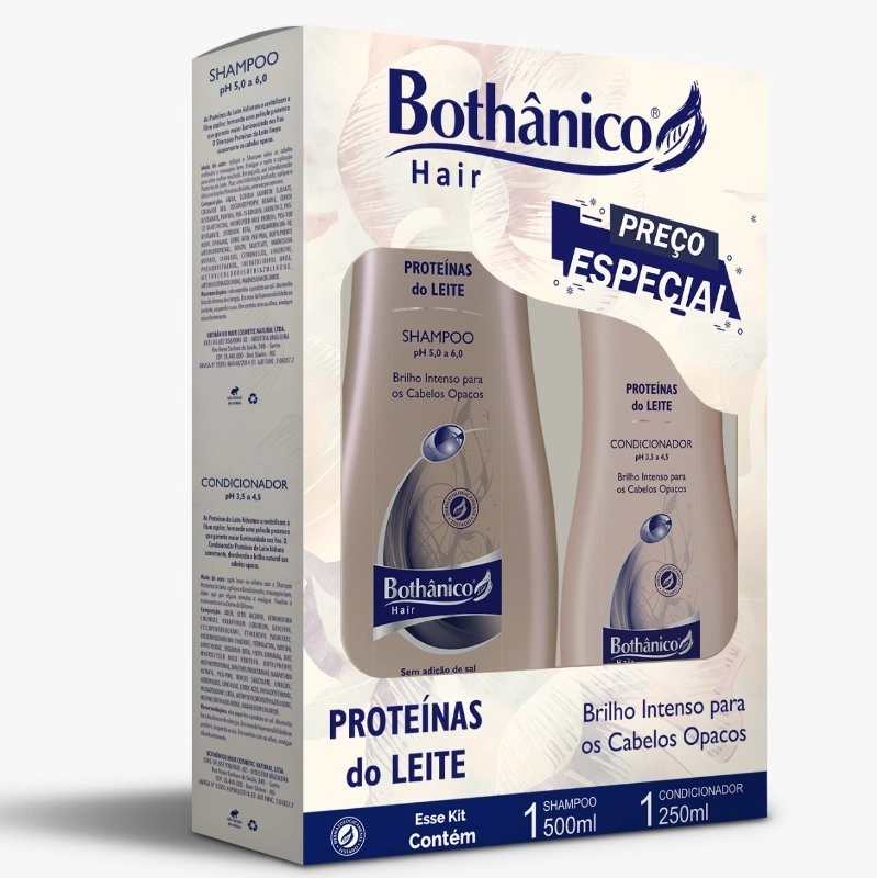 Kit Shampoo 500ml Condicionador 250ml Proteinas Do Leite Bothanico Hair