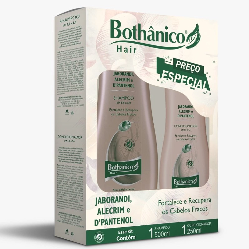 Kit Shampoo 500ml Condicionador 250ml Jaborandi Alecrim E D Pantenol