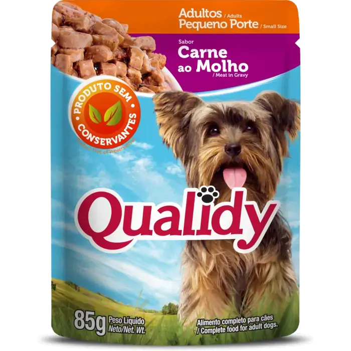 Racao Qualidy Dog Sache Pq Port 85g Molho Carne
