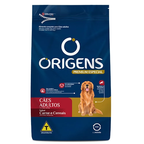 Ração Origens Para Cães Adultos Sabor Carne E Cereais