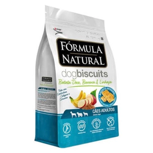 Biscoito Fórmula Natural Dog Biscuit Batata Doce. Banana E Linhaça Para Cães 250 G