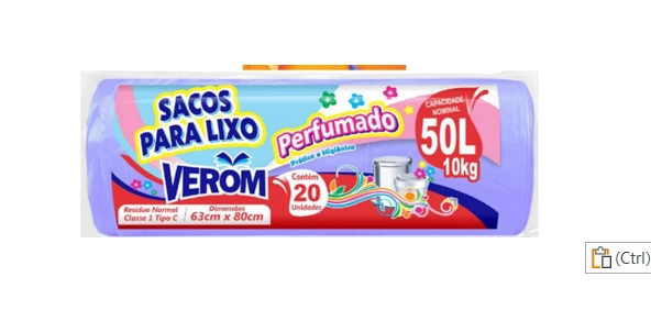 Saco Lixo Verom Rolo 50l C20 Perf