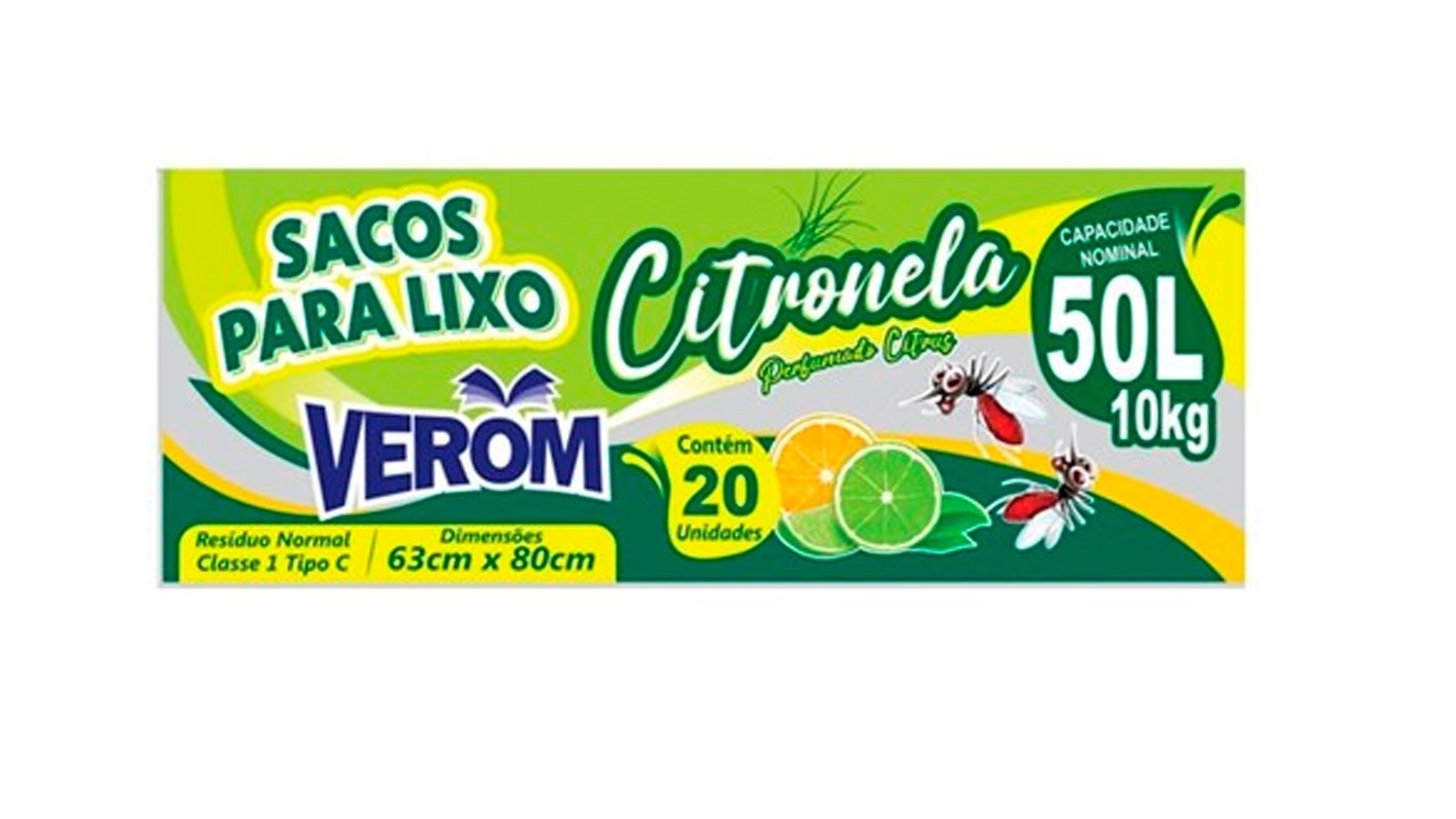 Sacos De Lixo Verom Citronela 50lt 20un